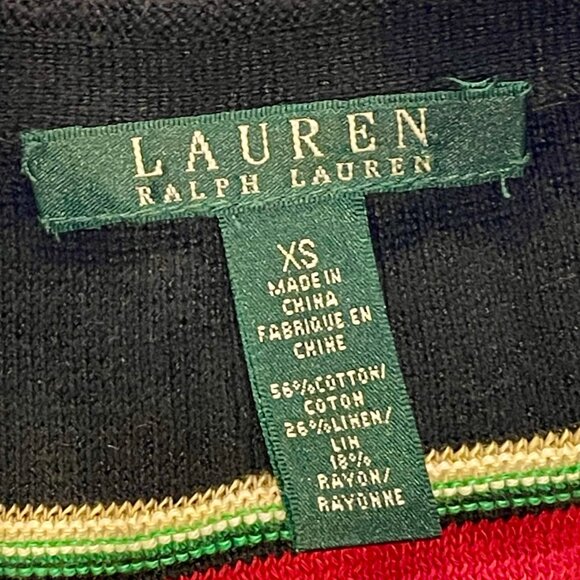 Lauren Ralph Lauren • blanket stripe cotton linen rainbow sweater xs - Picture 7 of 7